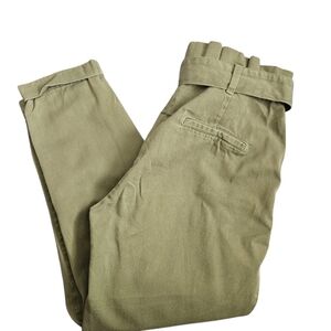 Bershka Women's High Rise Tapered Cropped Olive Pants Size 8